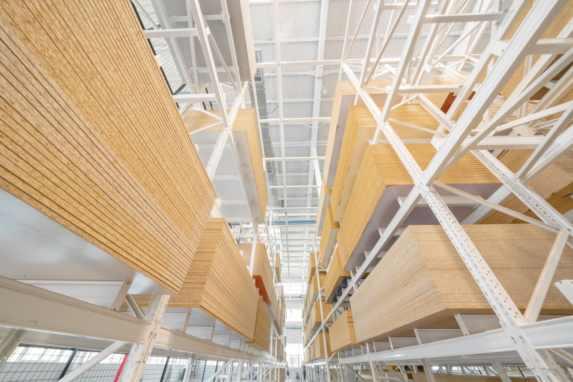 Vertical storage system for furniture panels