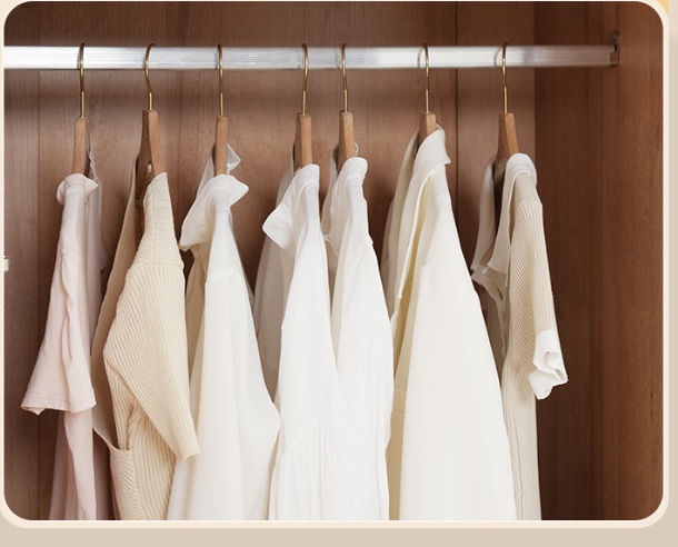 Wardrobe hanging compartment with clothing