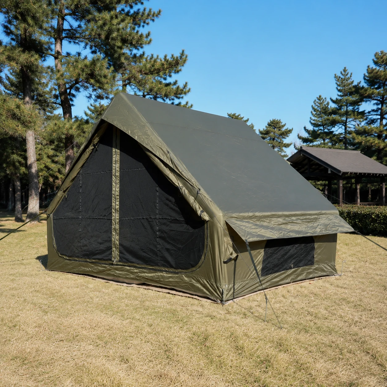 6.3m² Single-Door No-Window Chimney Tent IT002 - outdoor camping scenario 2