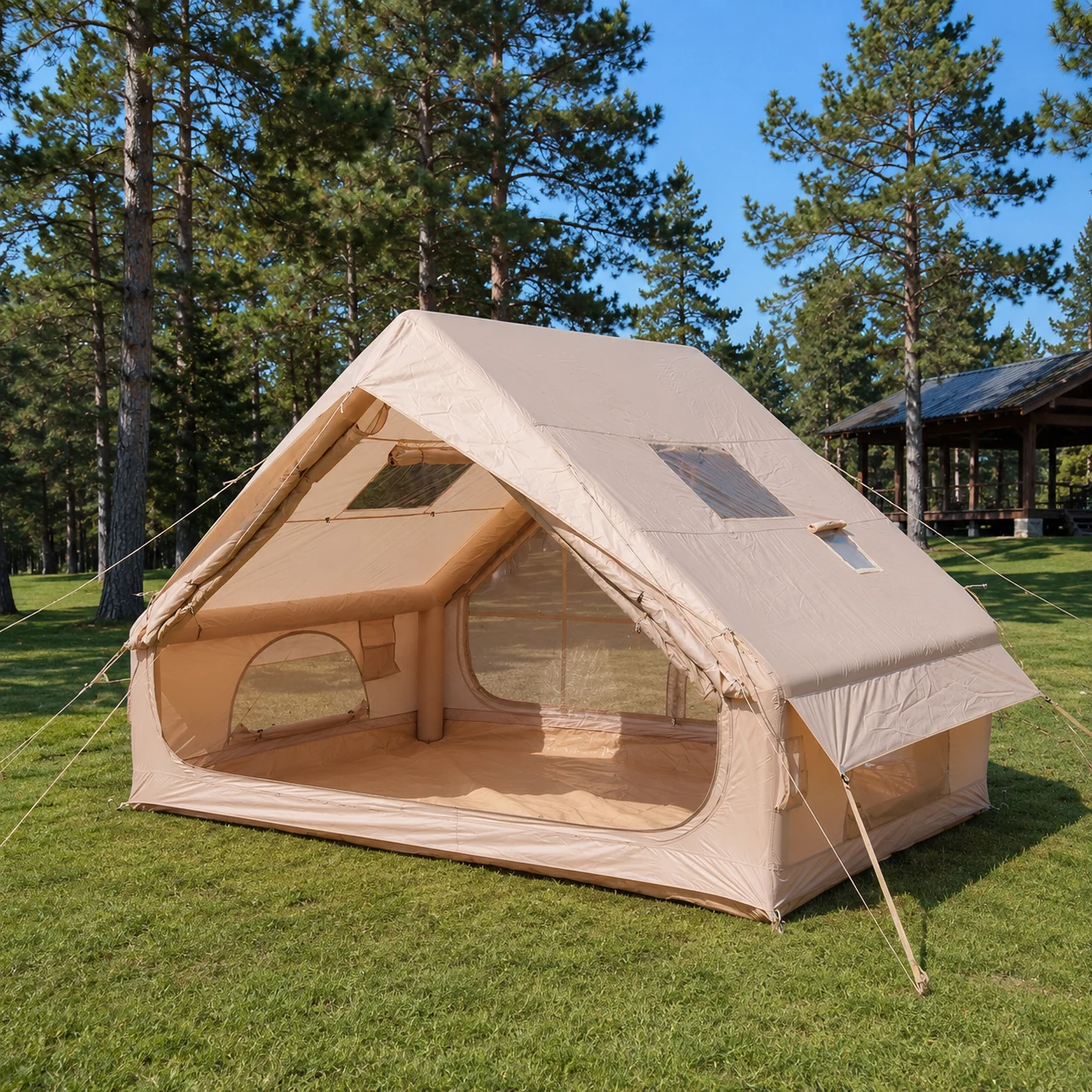 6.3m² Double-Main-Door Twin-Skylight Chimney Tent IT009 - product gallery view 2