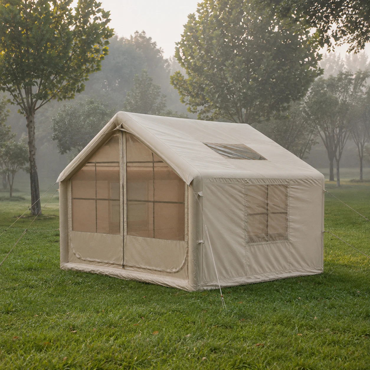 Tienda inflable de 7,5 m² con dos puertas grandes y dos tragaluces pequeños IT022 - escenario de camping 2