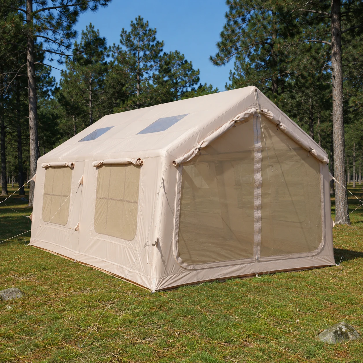 12m² Heightened Double-Door AB Twin-Skylight Tent IT036 - outdoor camping scenario 1