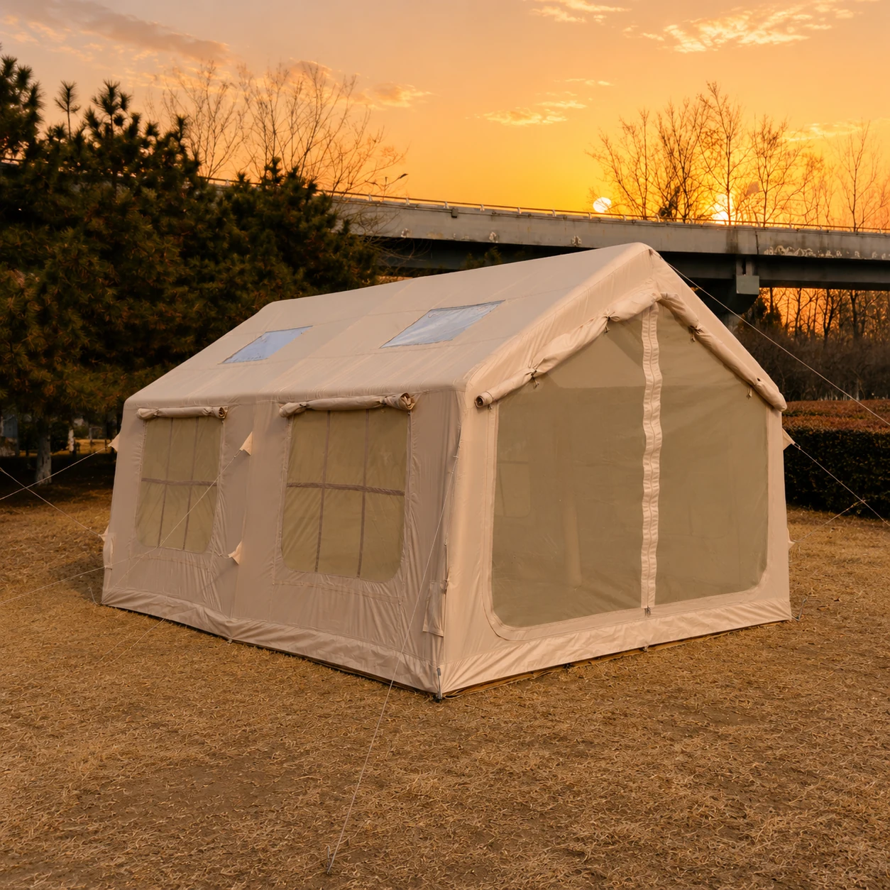 12m² Heightened Double-Door AB Twin-Skylight Tent IT036 - outdoor camping scenario 2