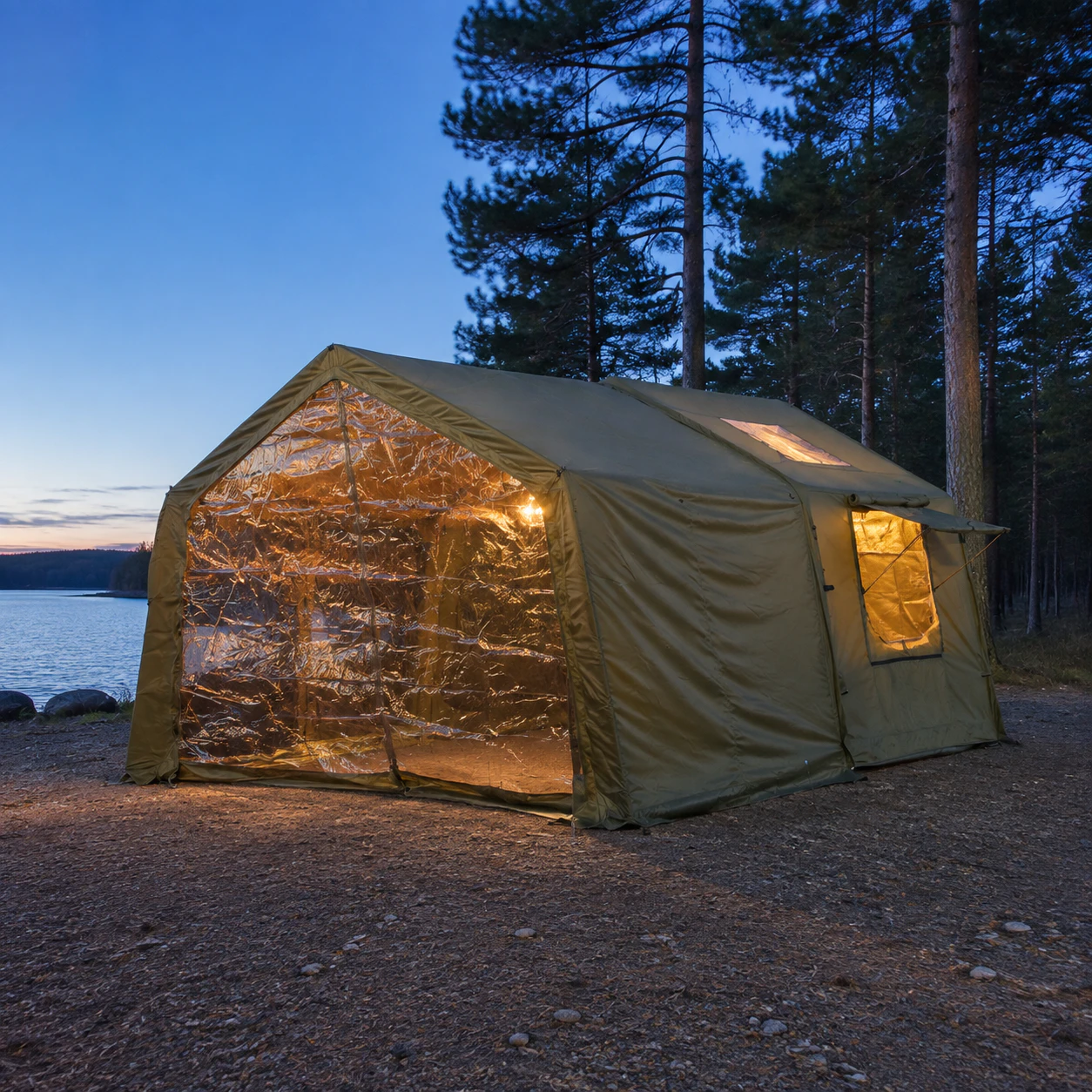8+8-m²-Erweiterungszelt mit Schlafraum, Wohnraum und Stangen IT041 - Outdoor-Camping-Szene 2
