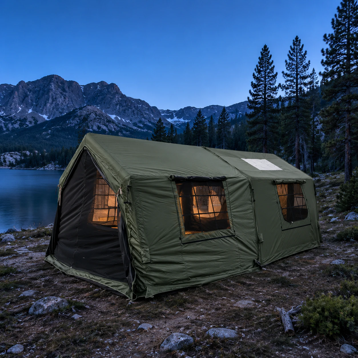 8+8m² TC Cotton Air-Column Expansion Tent IT042 - outdoor camping scenario 2