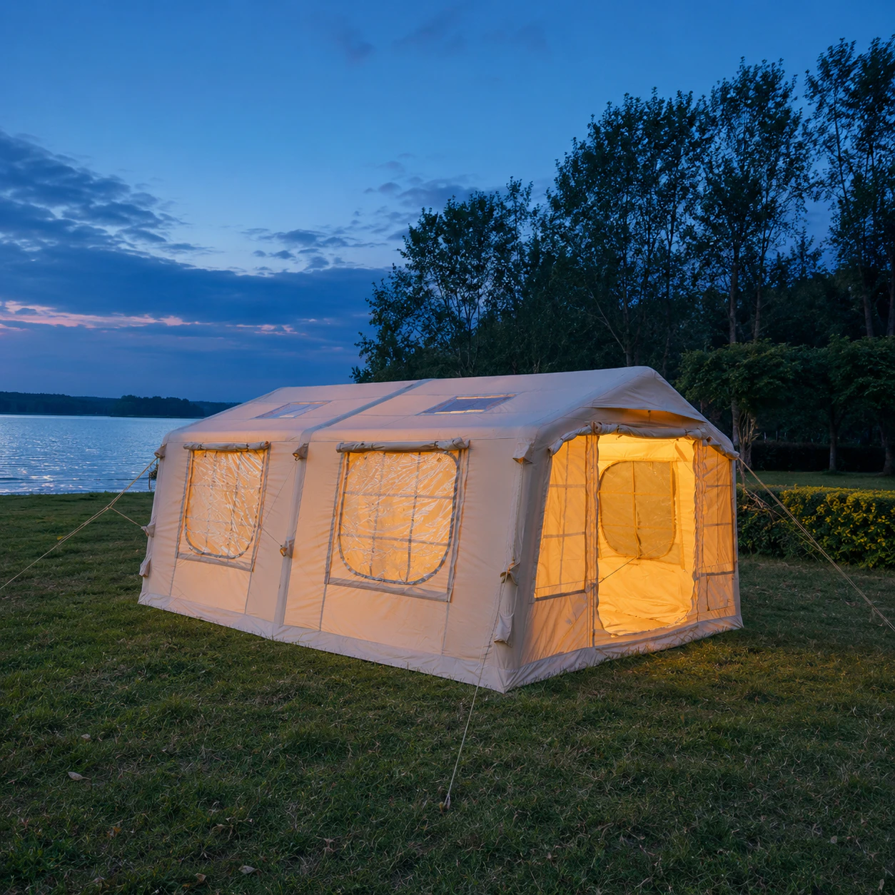 17.28m² Double-Door AB Three-Small-Skylight Inflatable Tent IT046 - outdoor camping scenario 2