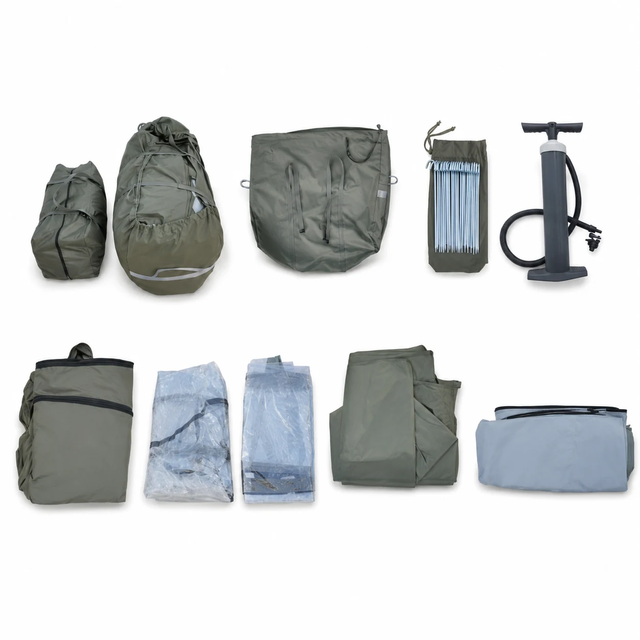 17.28m² Double-Door AB Three-Skylight Inflatable Tent IT047 - included accessories overview
