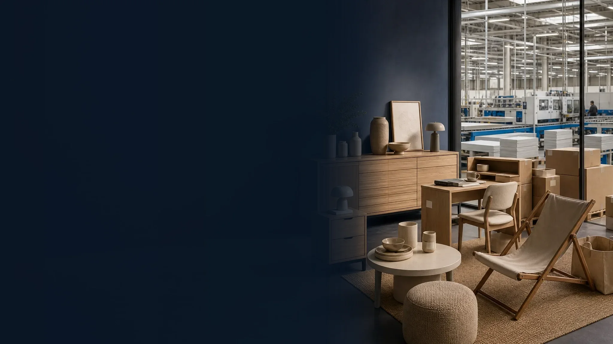 Retail-ready home and furniture assortment connected to production